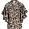 ZEBRA RUFFLE SLEEVE TOP