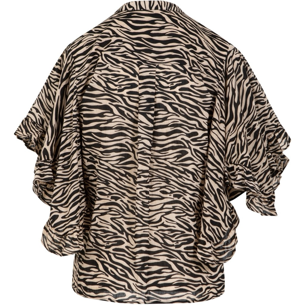 ZEBRA RUFFLE SLEEVE TOP