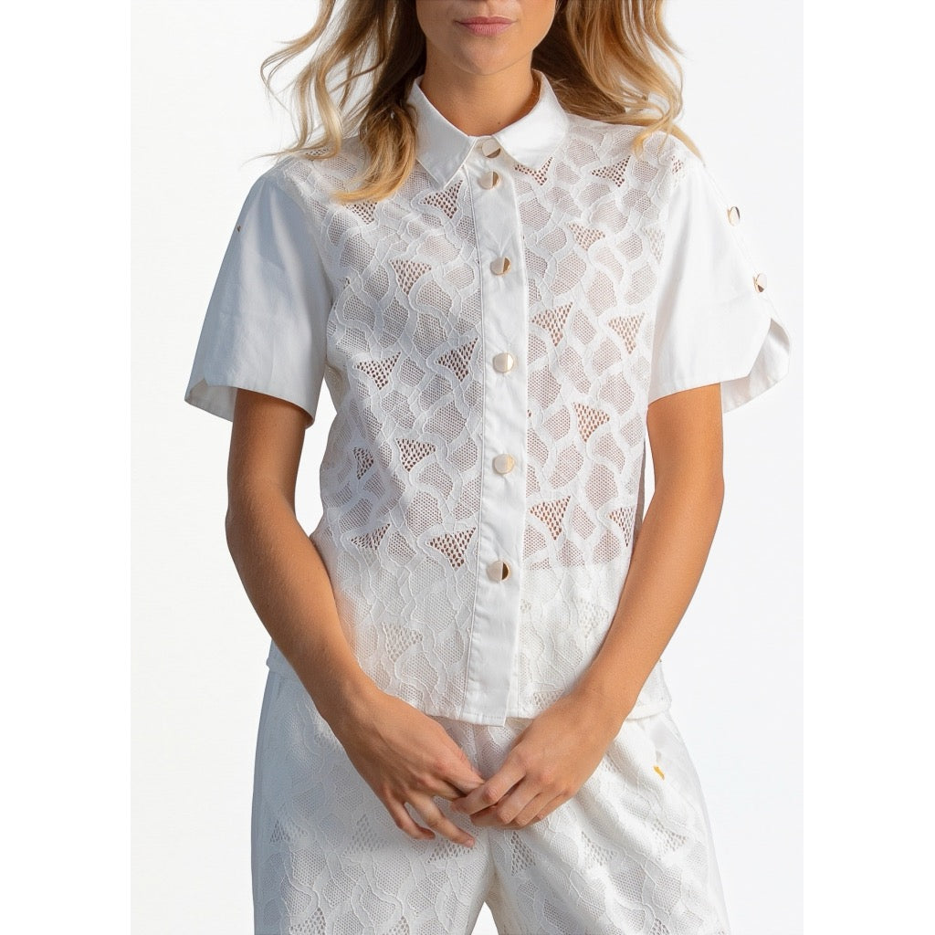 LACE TOP WITH UTILITY DETAILS