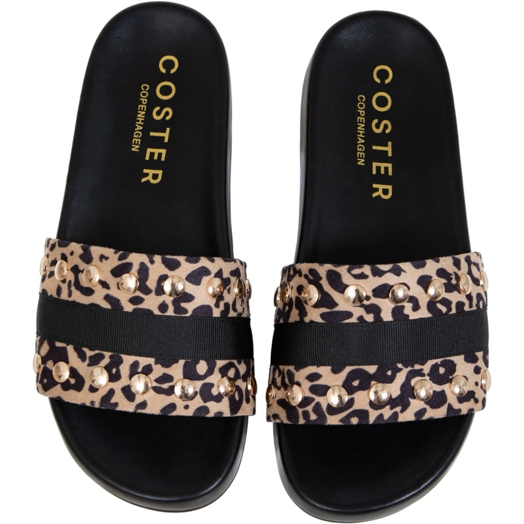 LEOPARD PRINT SLIDER SANDALS