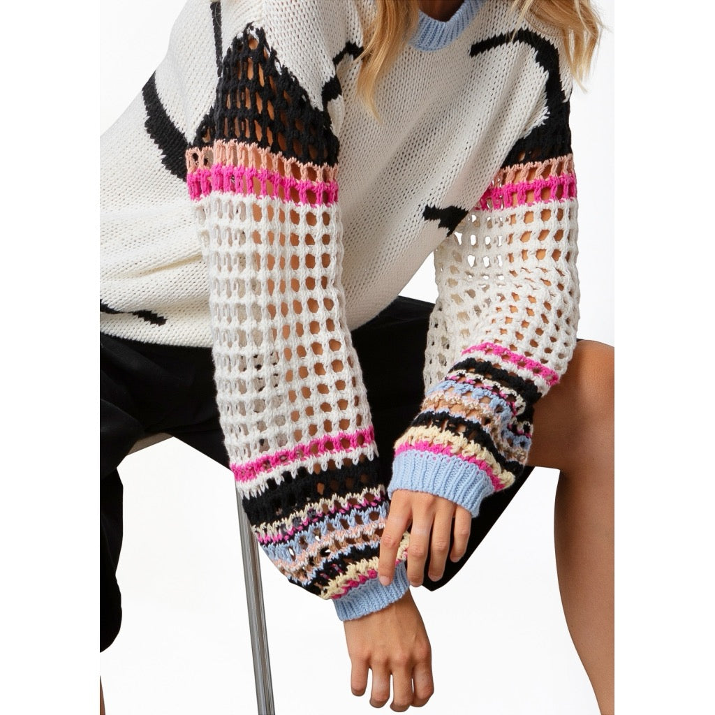 CROCHET KNIT JUMPER - BIG STRIPES