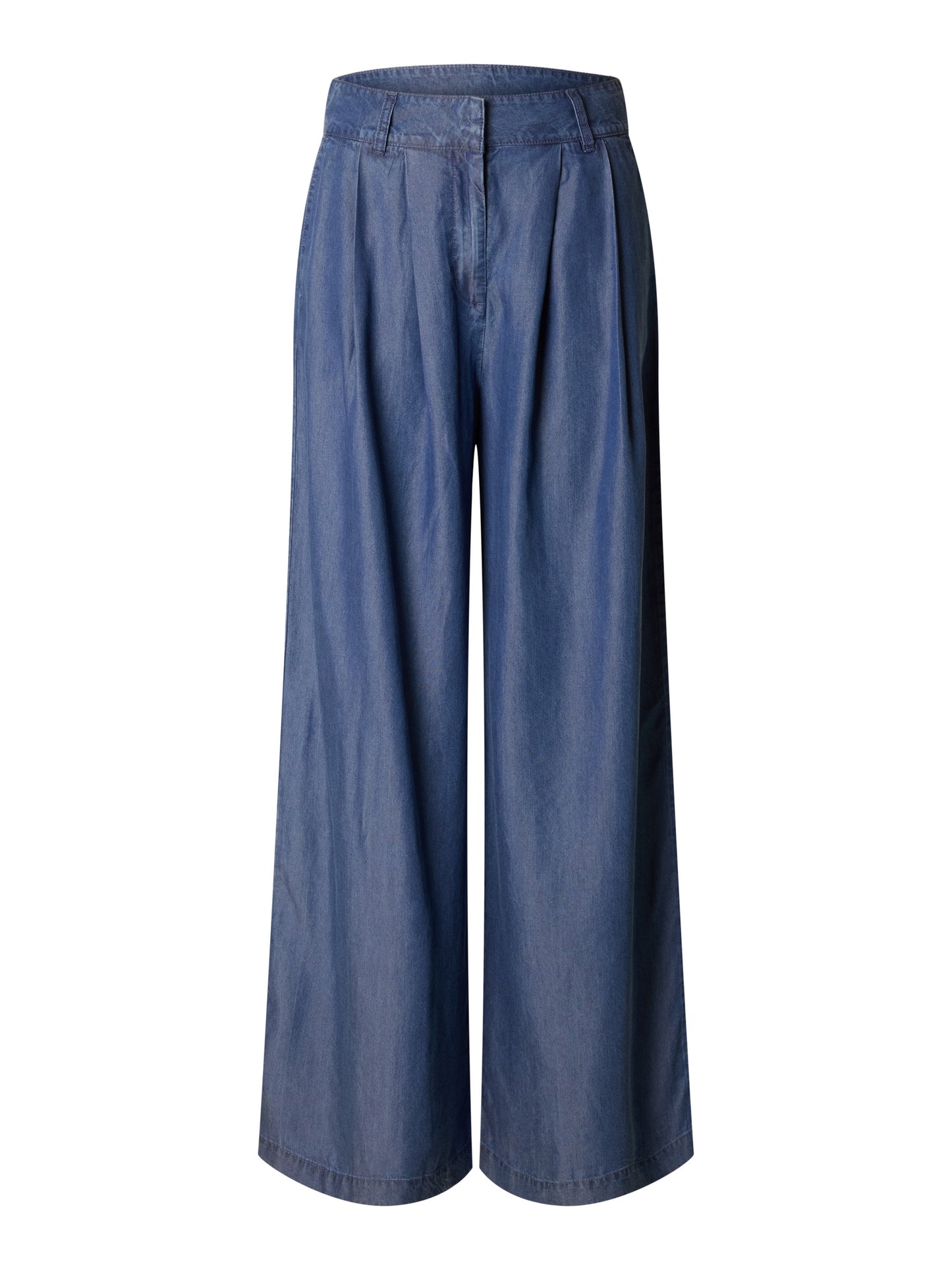 SLFJANNA HW PLEATED CHAMBRAY PANT B