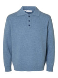 SLHREUBEN LS KNIT RELAXED POLO - OCEANA MELANGE