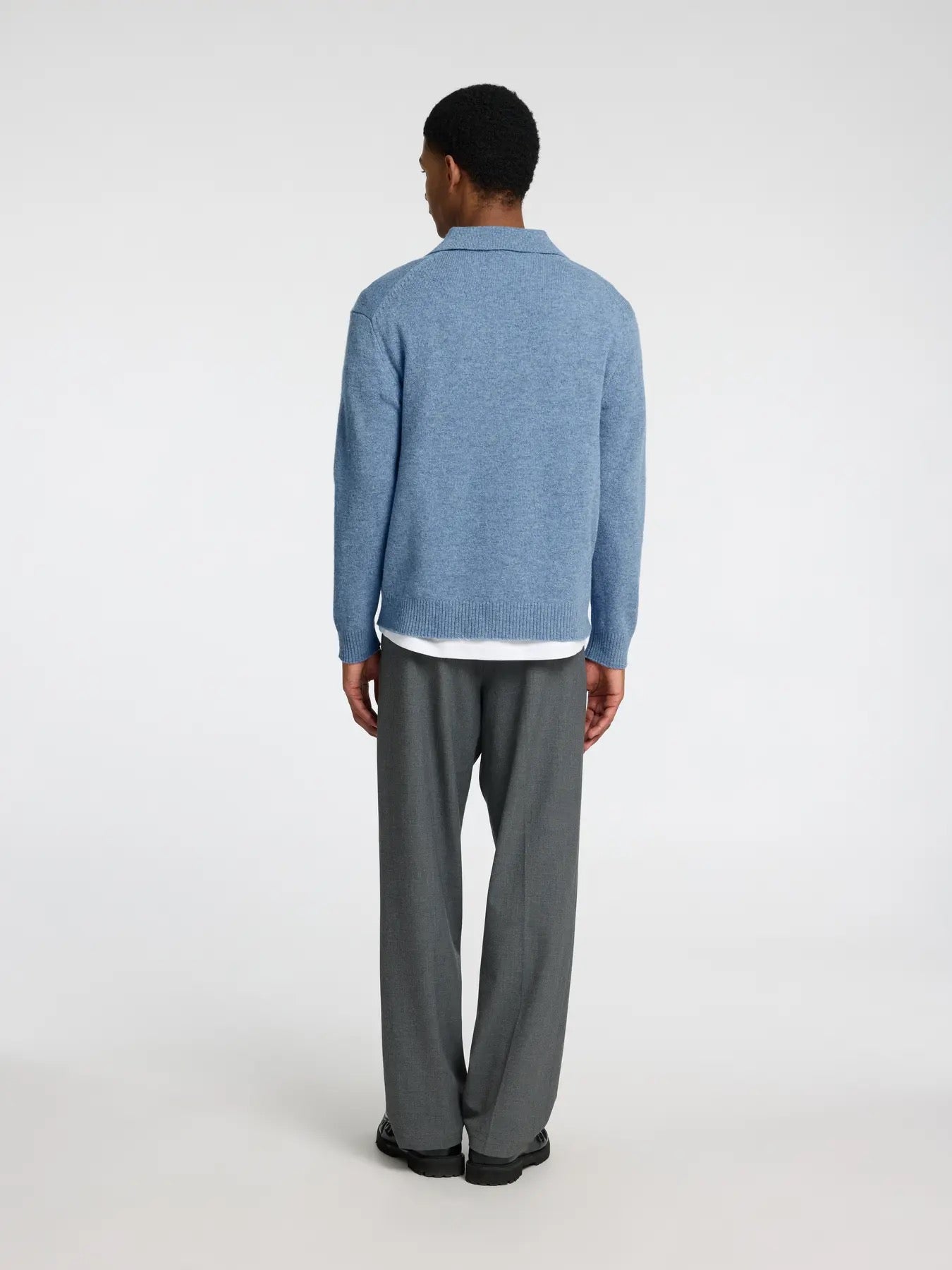 SLHREUBEN LS KNIT RELAXED POLO - OCEANA MELANGE