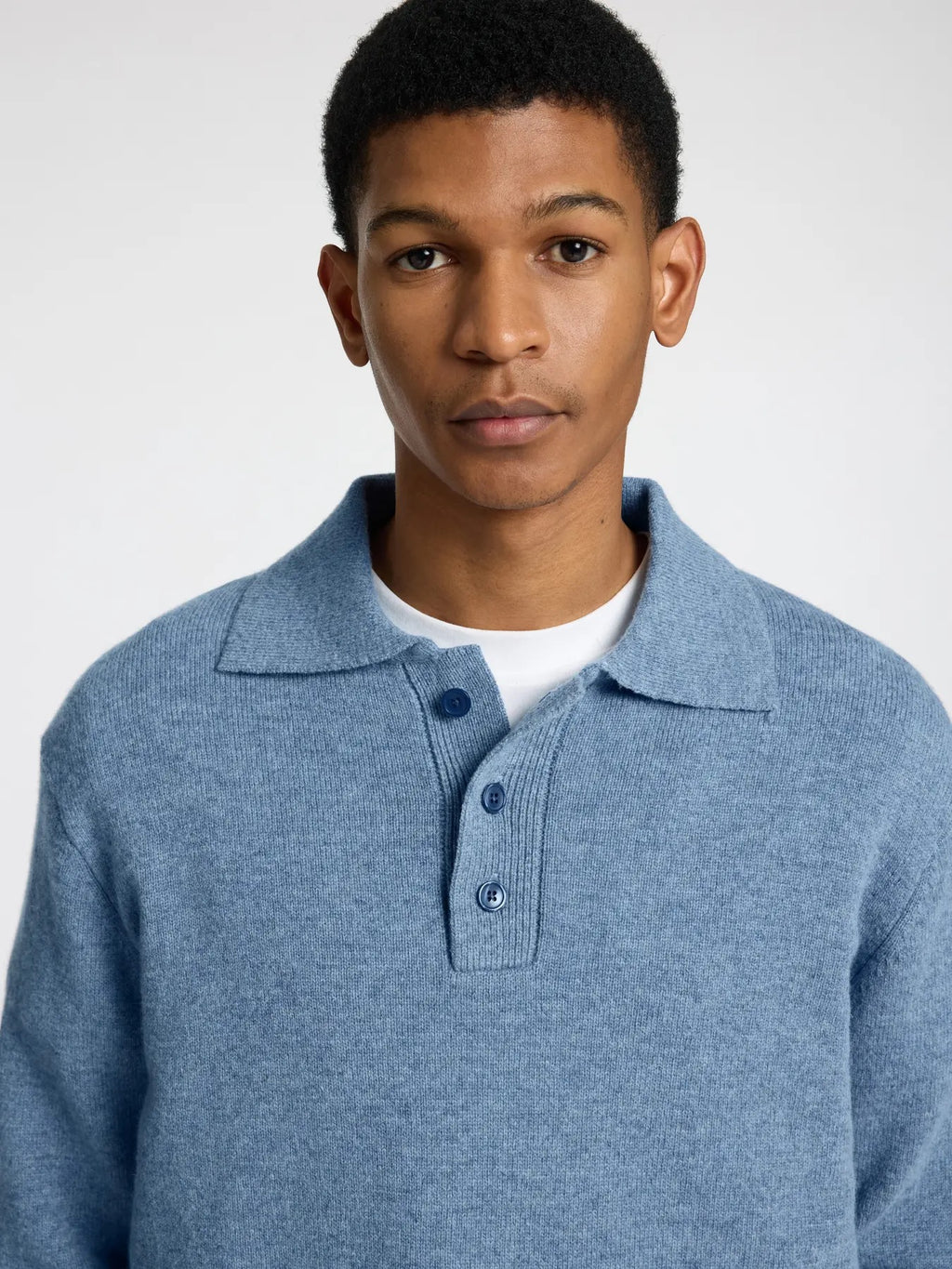 SLHREUBEN LS KNIT RELAXED POLO - OCEANA MELANGE