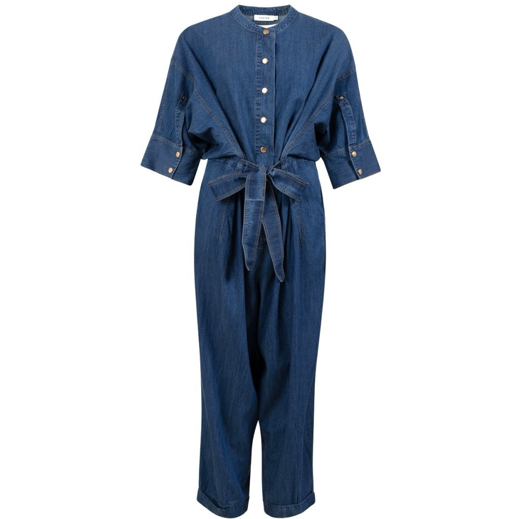 BELTED PANTSUIT - BLUE DENIM