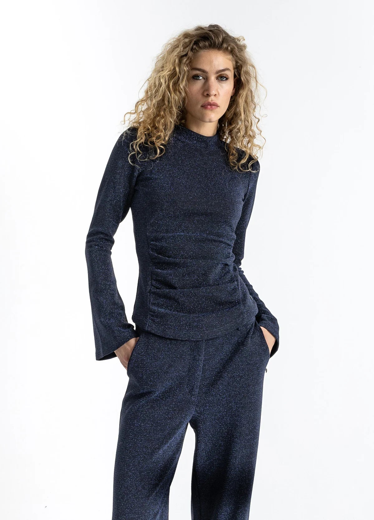Wide Cuff Lurex Blouse
