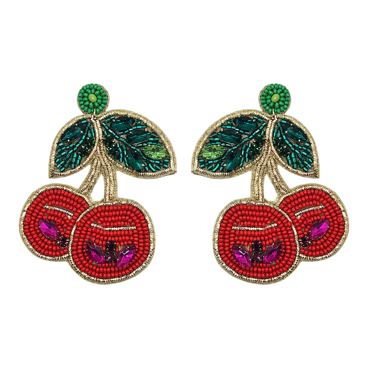 Beaded Cherry Earrings
