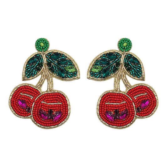 Beaded Cherry Earrings