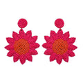 Fuchsia & Orange Beaded Sunflower Earrings