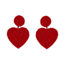 Red Beaded Heart Earrings