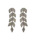 Silver Shimmer Beaded Leaf Drop Earrings