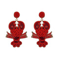 Red Beaded Lobster Earrings