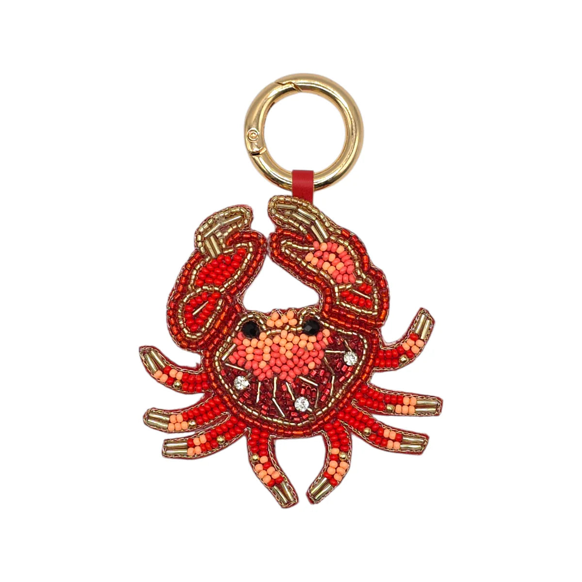 Red Beaded Crab Bag Charm
