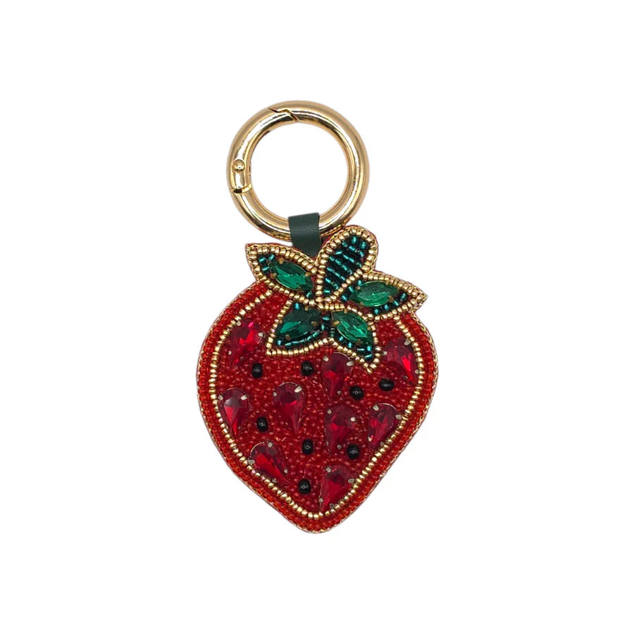 Beaded Strawberry Bag Charm