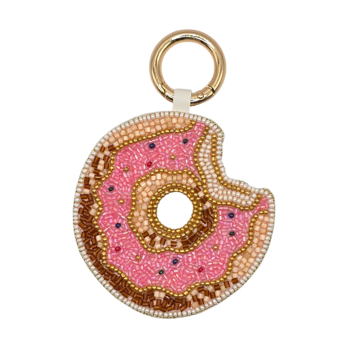 Pink Beaded Doughnut Bag Charm