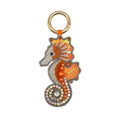 Orange Ombre Beaded Seahorse Bag Charm