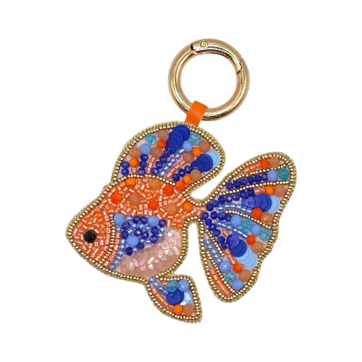 Orange & Blue Ombre Beaded Fish Bag Charm