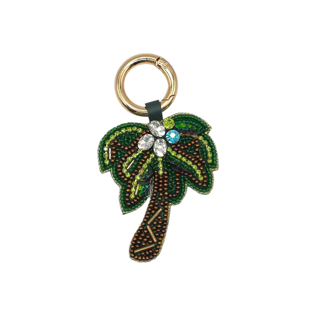 Beaded Crystal Palm Tree Bag Charm