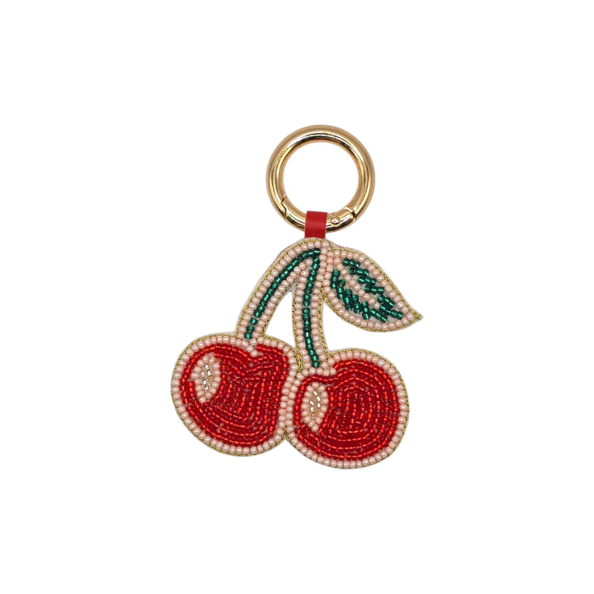 Beaded Double Cherry Bag Charm
