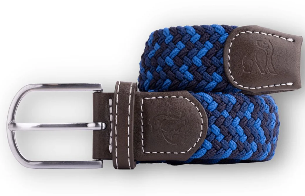 Recycled Woven Belt - Navy/Blue Zig Zag