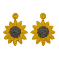 Beaded Sunflower Statement Earrings