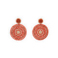 Rust Mix Beaded Circle Drop Earrings