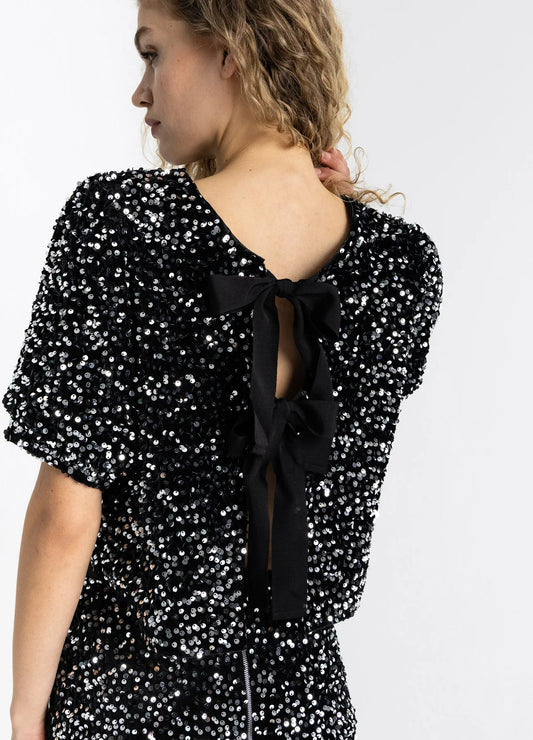 Sequinned Jacket with Ribbons