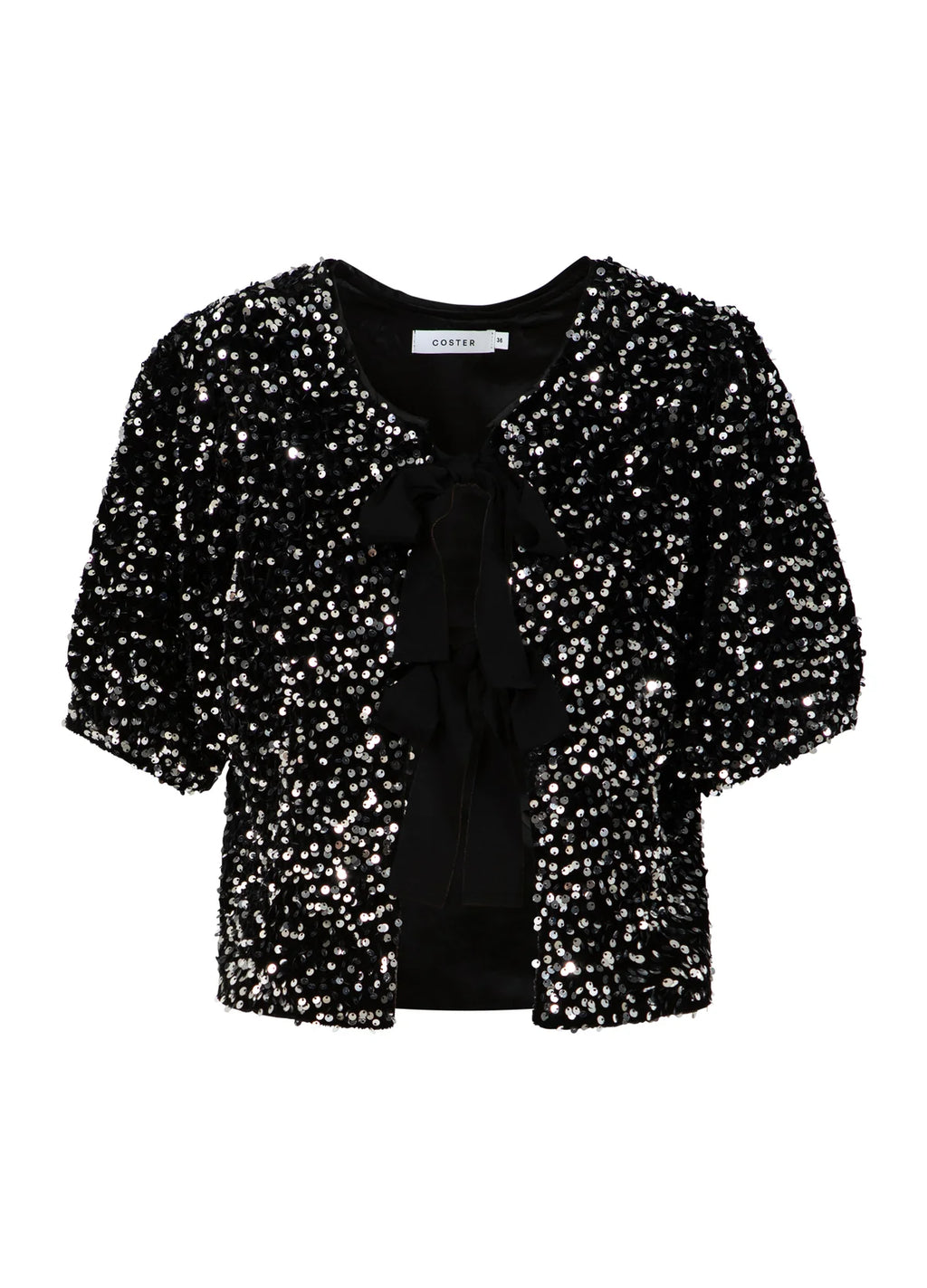 SEQUINNED JACKET WITH RIBBONS