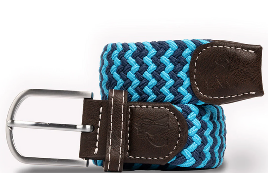 Recycled Woven Belt - Sky Blue Zig Zag