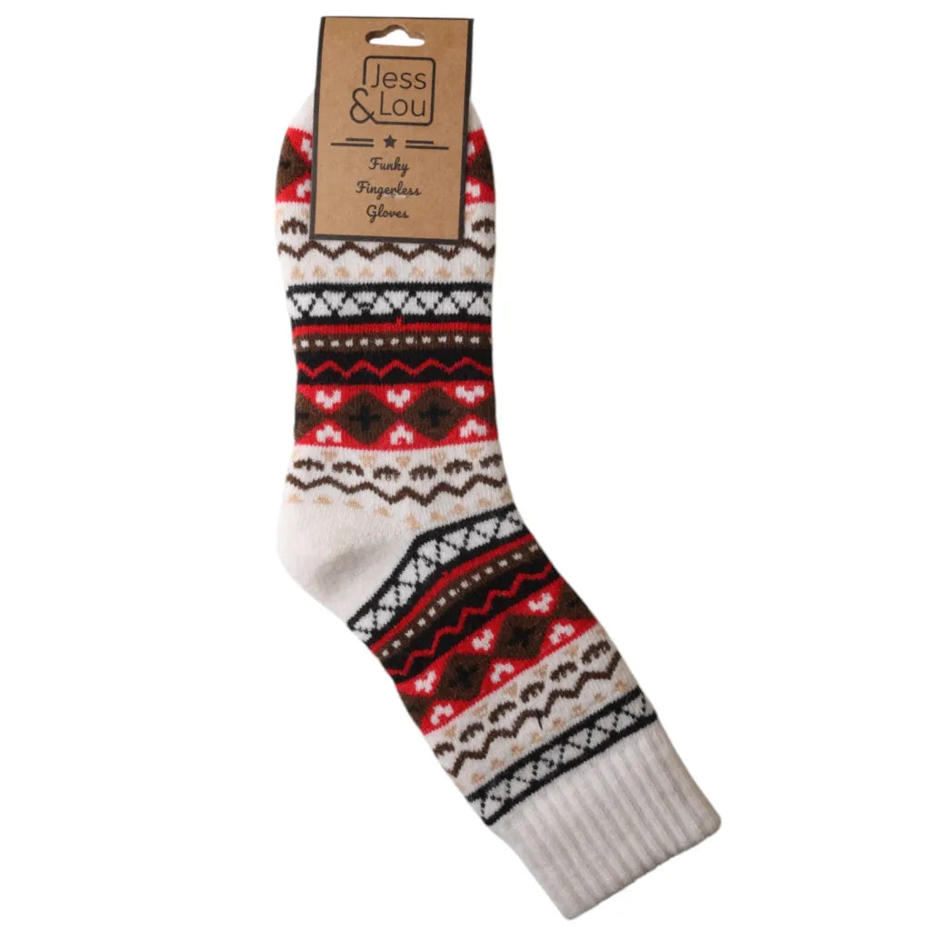 Nordic Pattern Ribbed Socks
