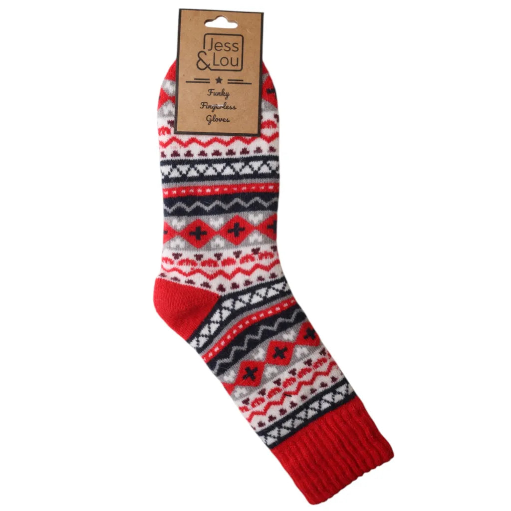 Nordic Pattern Ribbed Socks