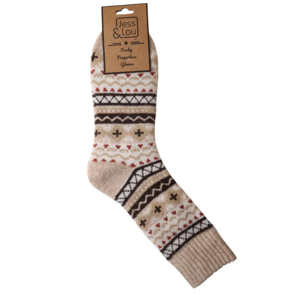 Nordic Pattern Ribbed Socks