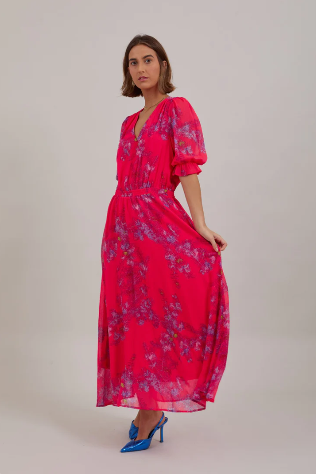 Long Dress in Feather Bloom Print