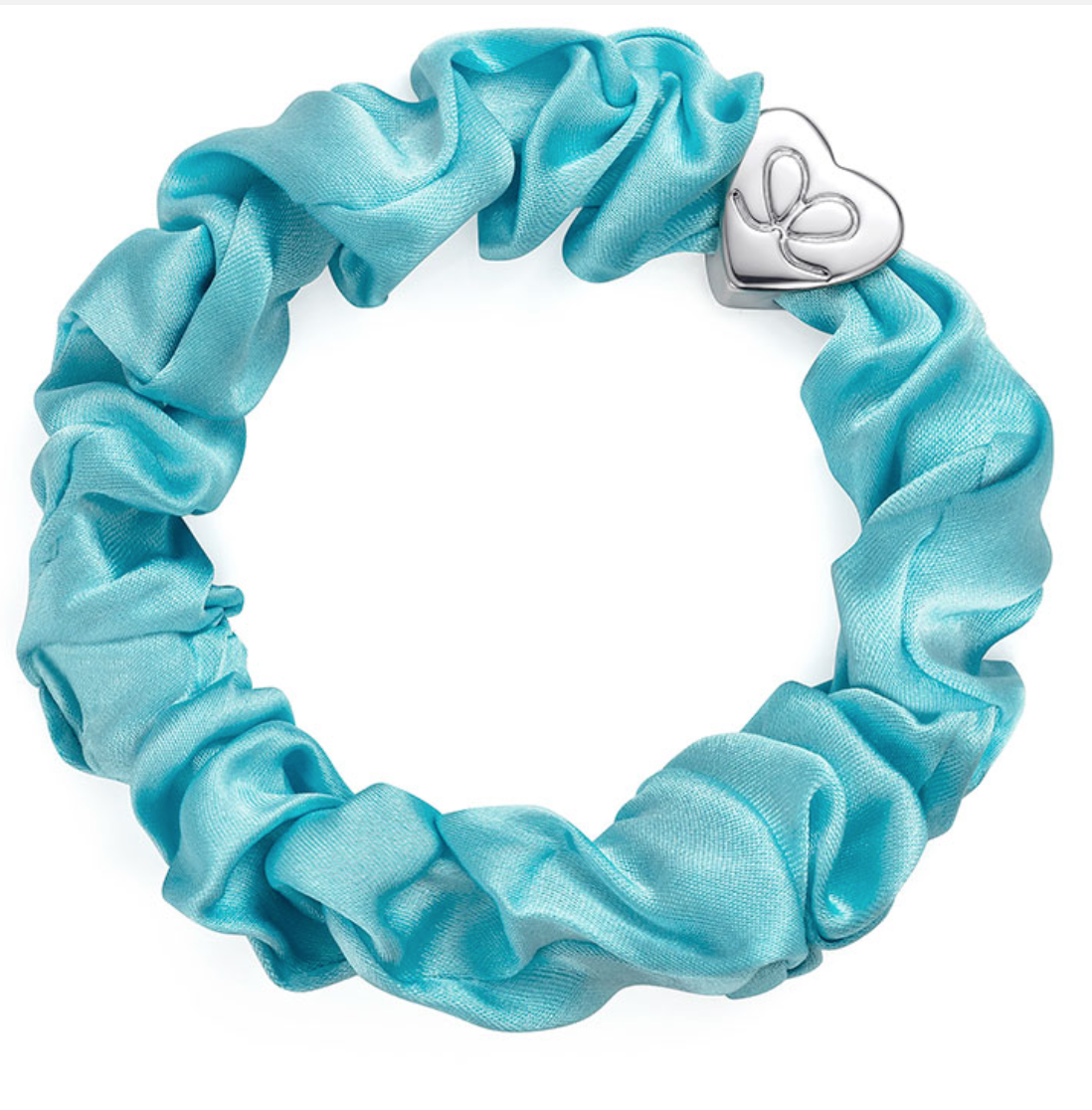 Silver Heart Scrunchie - Turquoise