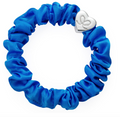 Silver Heart Silk Scrunchie - Royal Blue