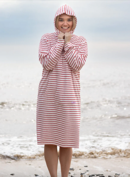 Women's Hooded Towel Robe - Strawberries/Cream