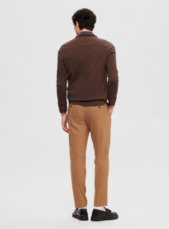 Half Zip Knitted Jumper - Brown