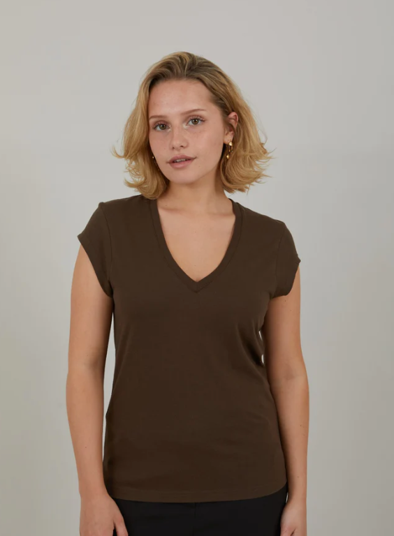 V-Neck T-Shirt - Coffee