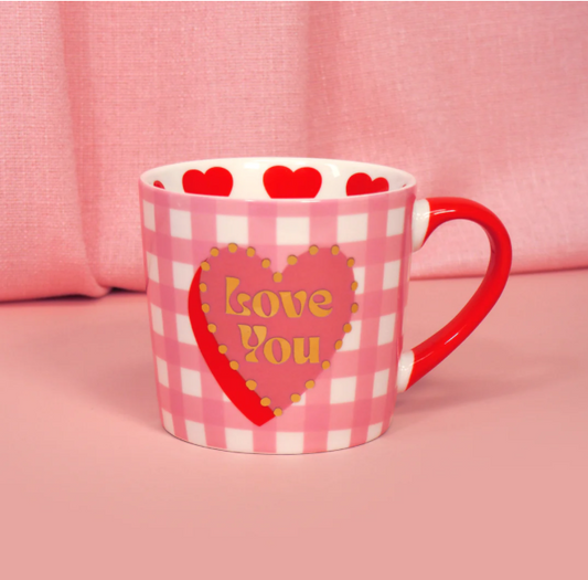 'Love you' Gingham Heart Mug