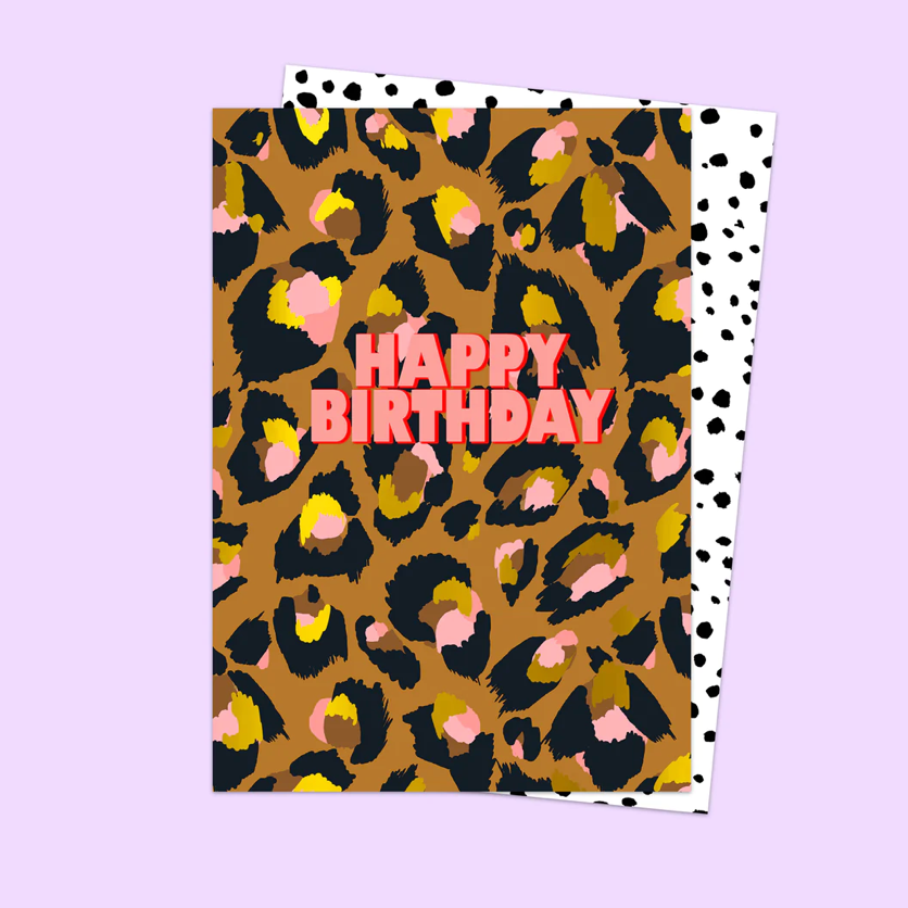 Happy Birthday Leopard Print Card