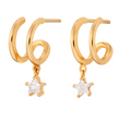 Illusion Hoop Earrings with Star top - Gold