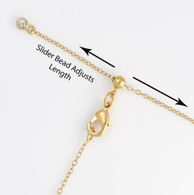 Large Sparkling Starburst Necklace with Slider Clasp - Gold