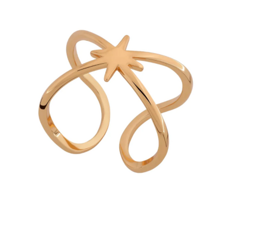 Double Band Adjustable Star Ring - Gold