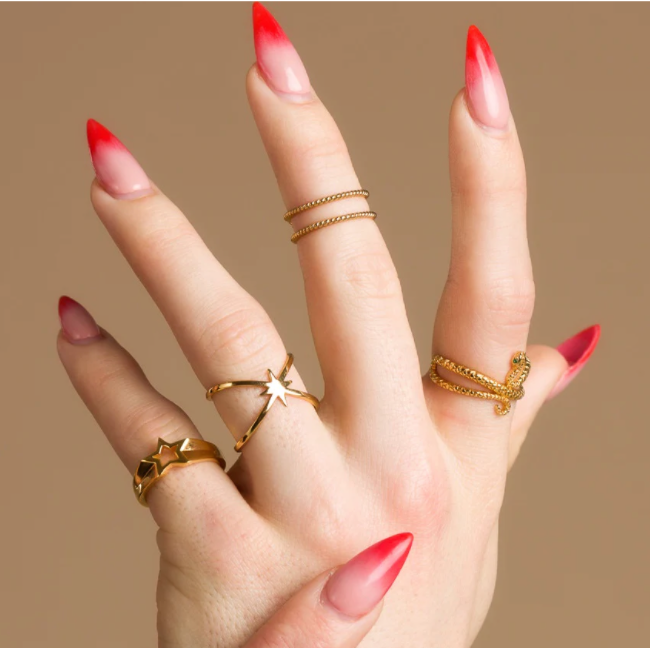 Double Band Adjustable Star Ring - Gold