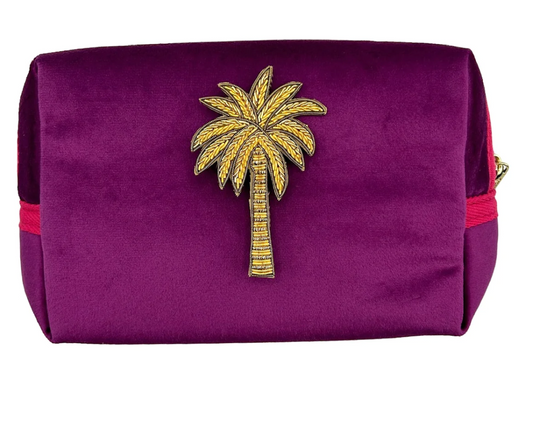 Fuchsia Makeup Bag & Gold Palm Tree Pin