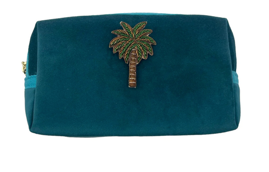 Teal Palm Make-up Bag & Green Palm Tree Pin