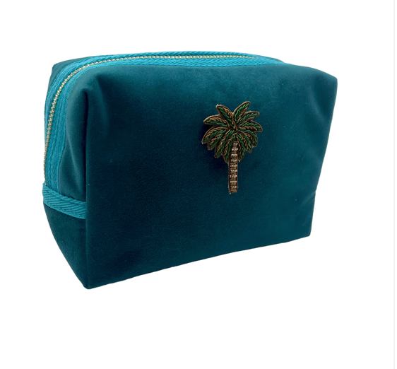 Teal Palm Make-up Bag & Green Palm Tree Pin