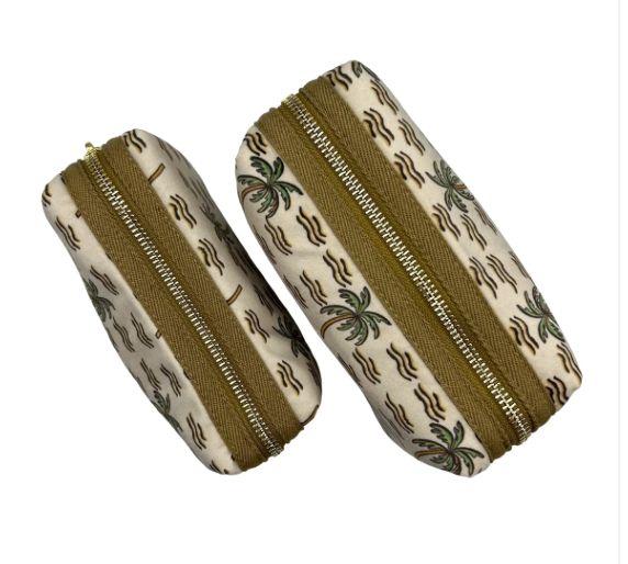 Sand Palm Make-up Bag & Gold Starfish Pin