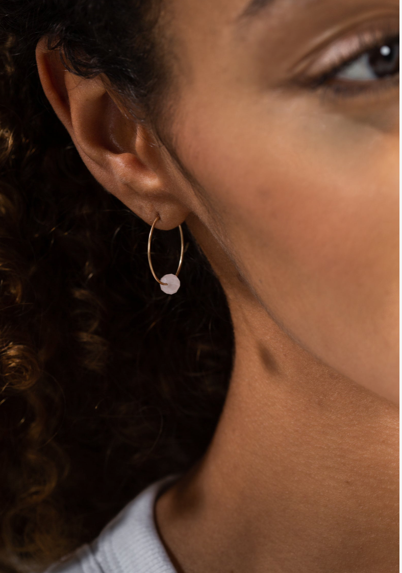 Rose Quartz Hoop Earrings